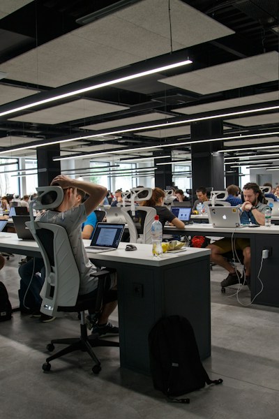 Team working in a shared office